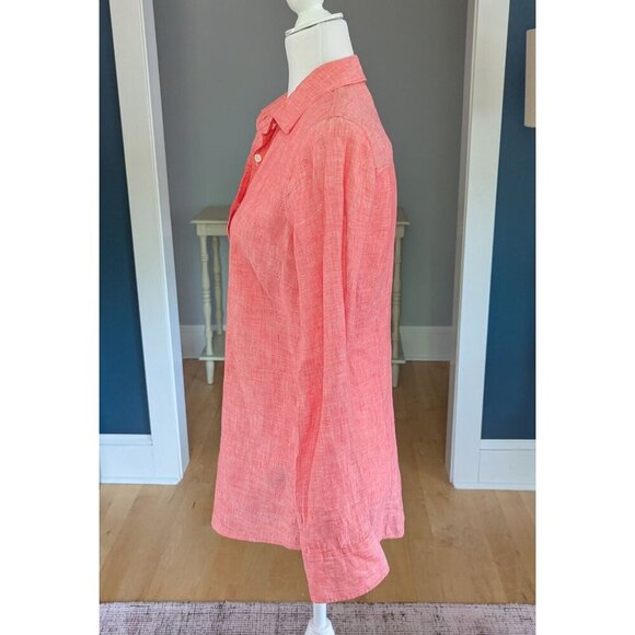 J. Crew Perfect Women's Linen Button Down Shirt Size 4 Coral - Picture 2 of 12